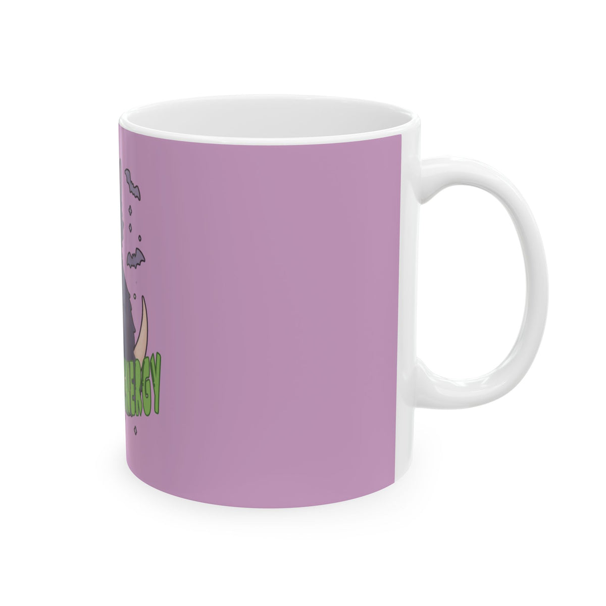 Black Cat Energy Mug (Purple)— Cute Gothic Cat Coffee Cup (11oz, 15oz)