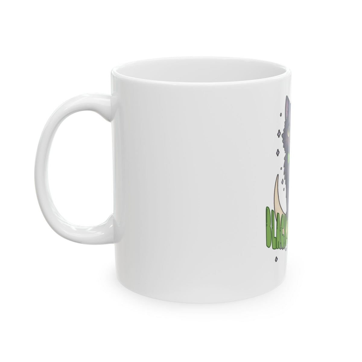 Black Cat Energy Ceramic Mug — Cute Halloween Kitty Coffee Cup (11oz/15oz)