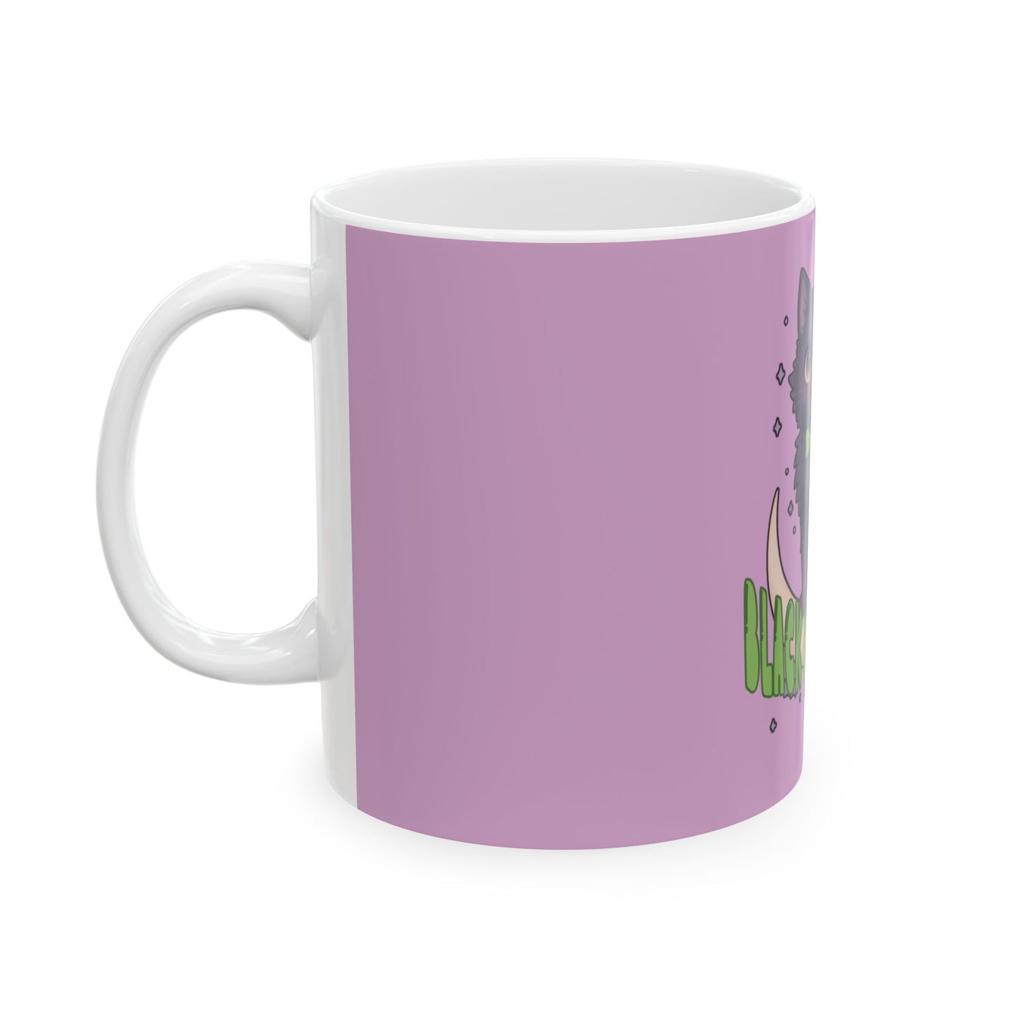 Black Cat Energy Mug (Purple)— Cute Gothic Cat Coffee Cup (11oz, 15oz)
