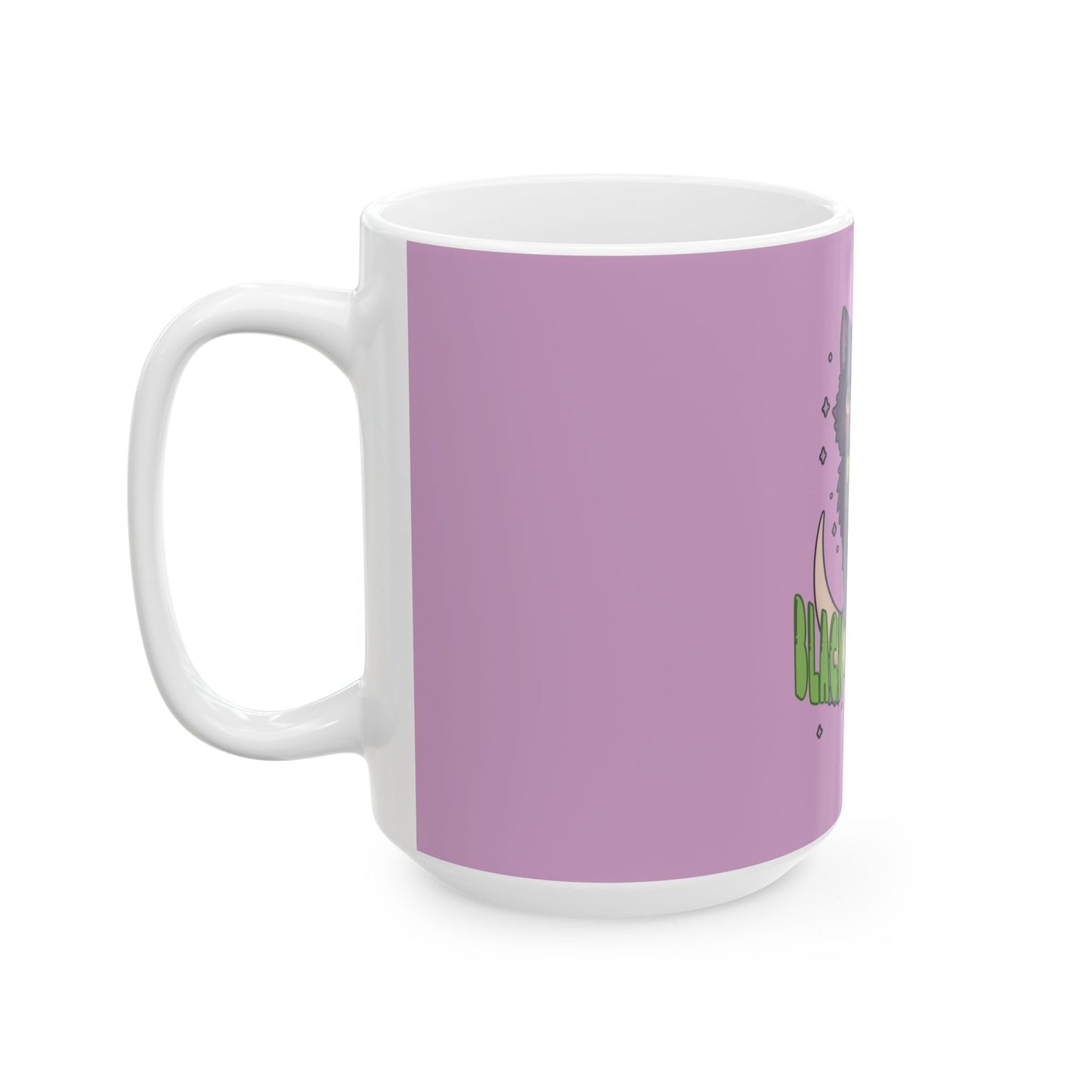 Black Cat Energy Mug (Purple)— Cute Gothic Cat Coffee Cup (11oz, 15oz)